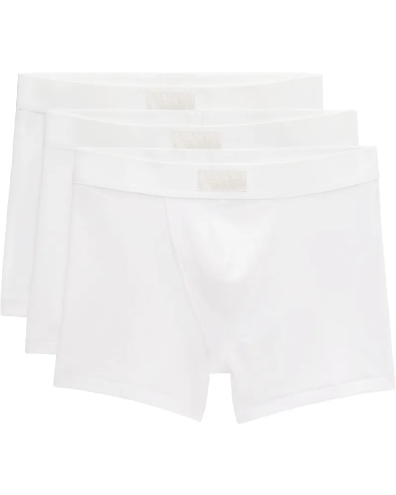 SKIMS Three Pack White Cotton 3 Boxer Briefs Chalk