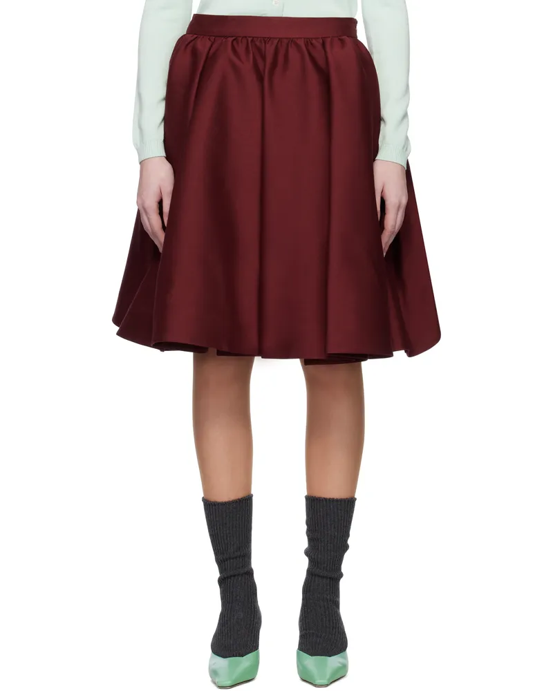 SHUSHU/TONG Red Silhouette Pleated Midi Skirt Wr100
