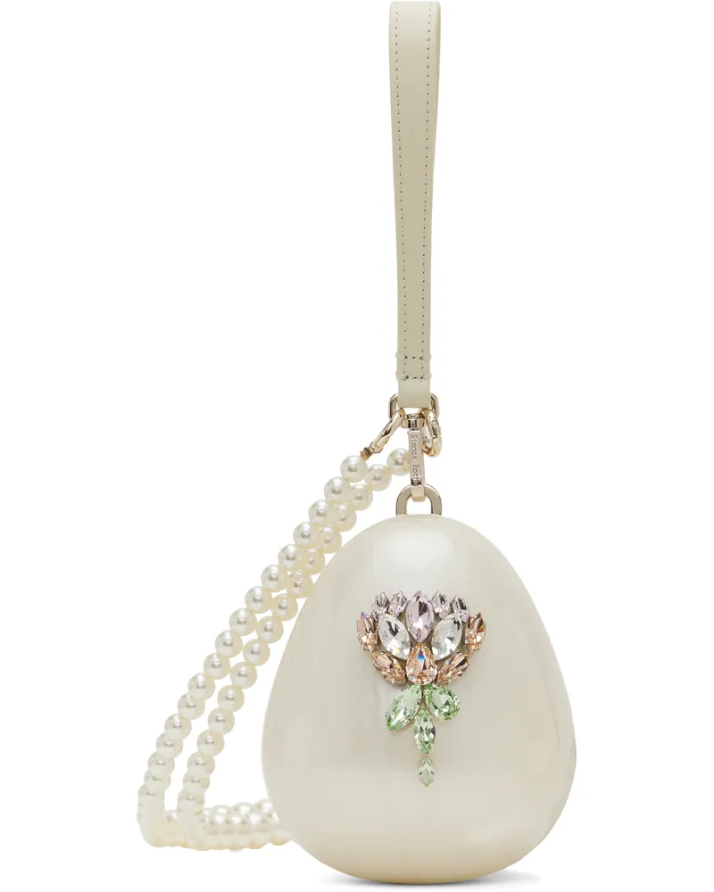 Simone Rocha Off-White Embellished Micro Pearl Egg Bag Pearl