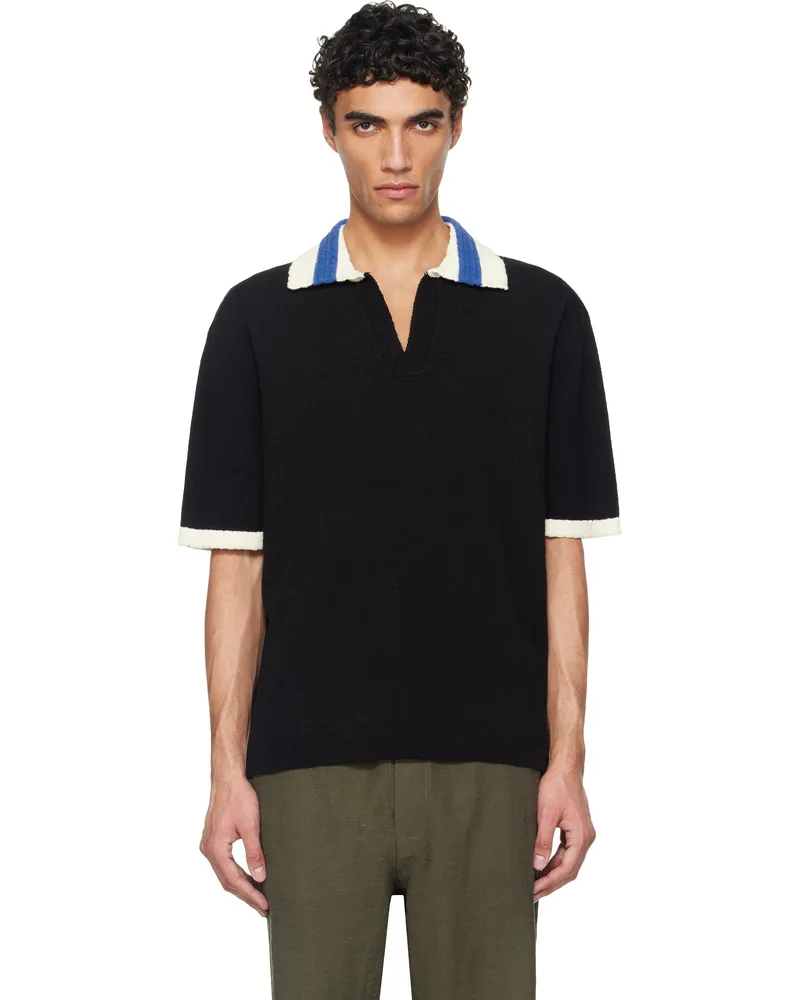 COMMAS Black Hand Crochet Collar Polo Black