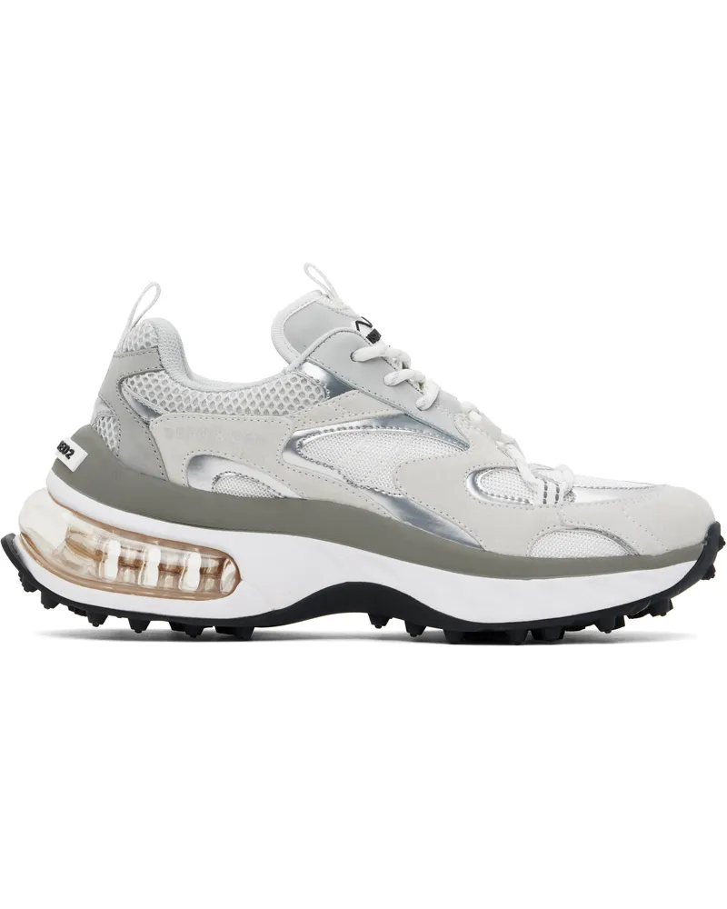 Dsquared2 White & Gray Bubble Sneakers White+grey+silver