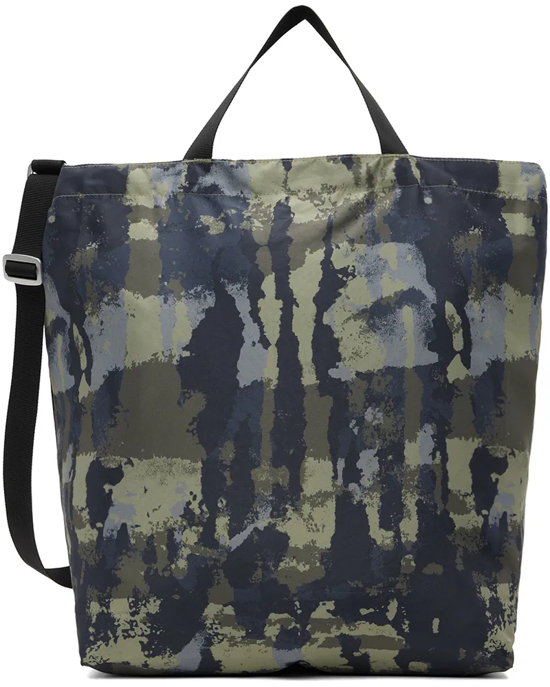 Norse Projects Khaki & Navy Print Technical Tote Steel