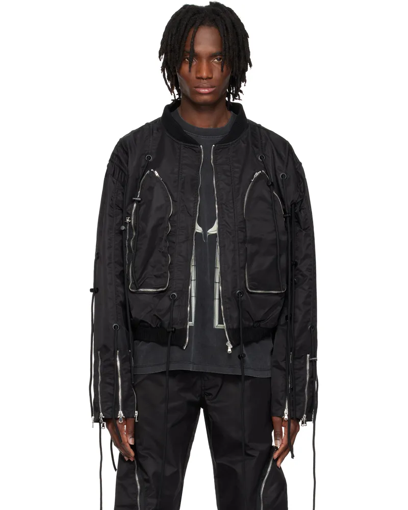 WHO DECIDES WAR Black String Theory Bomber Jacket Coal