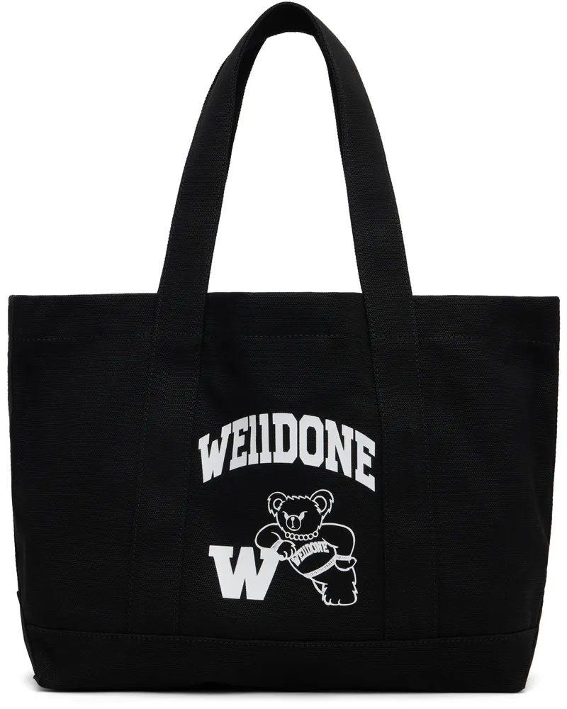 WE 11 DONE Black Varsity Canvas Tote Black