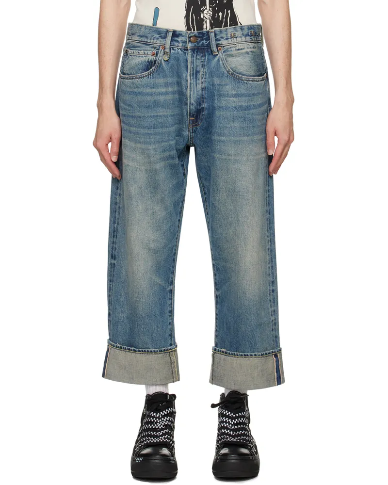 R13 Blue Cuffed X-Boyfriend Jeans Aspen