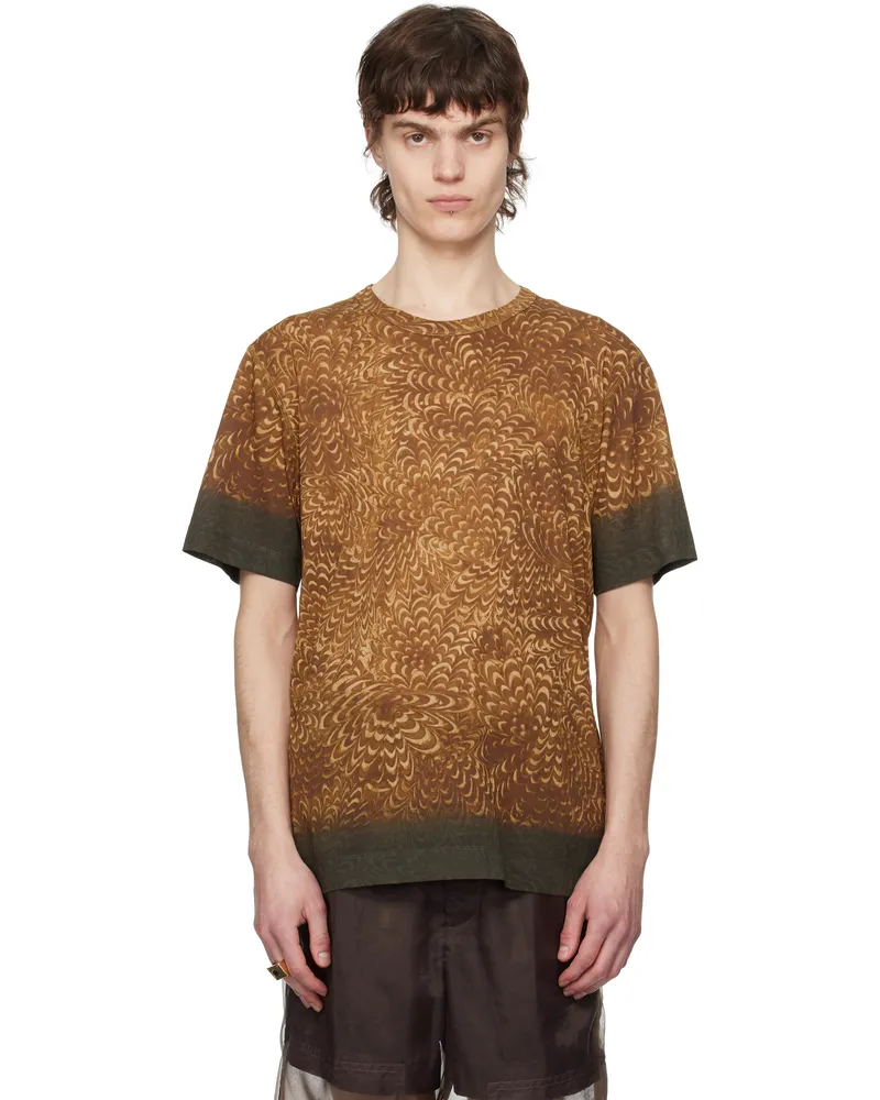 Dries van Noten Brown Printed Cotton T-shirt 956
