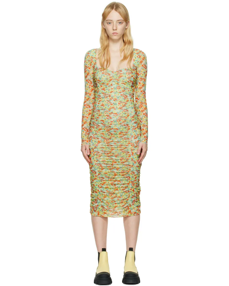Ganni Green Floral Midi Dress 382