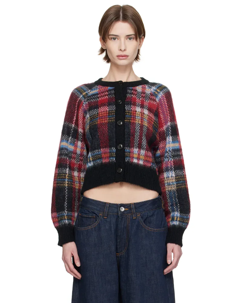 YMC Red & Black Foxtail Tartan Cardigan 90-multi
