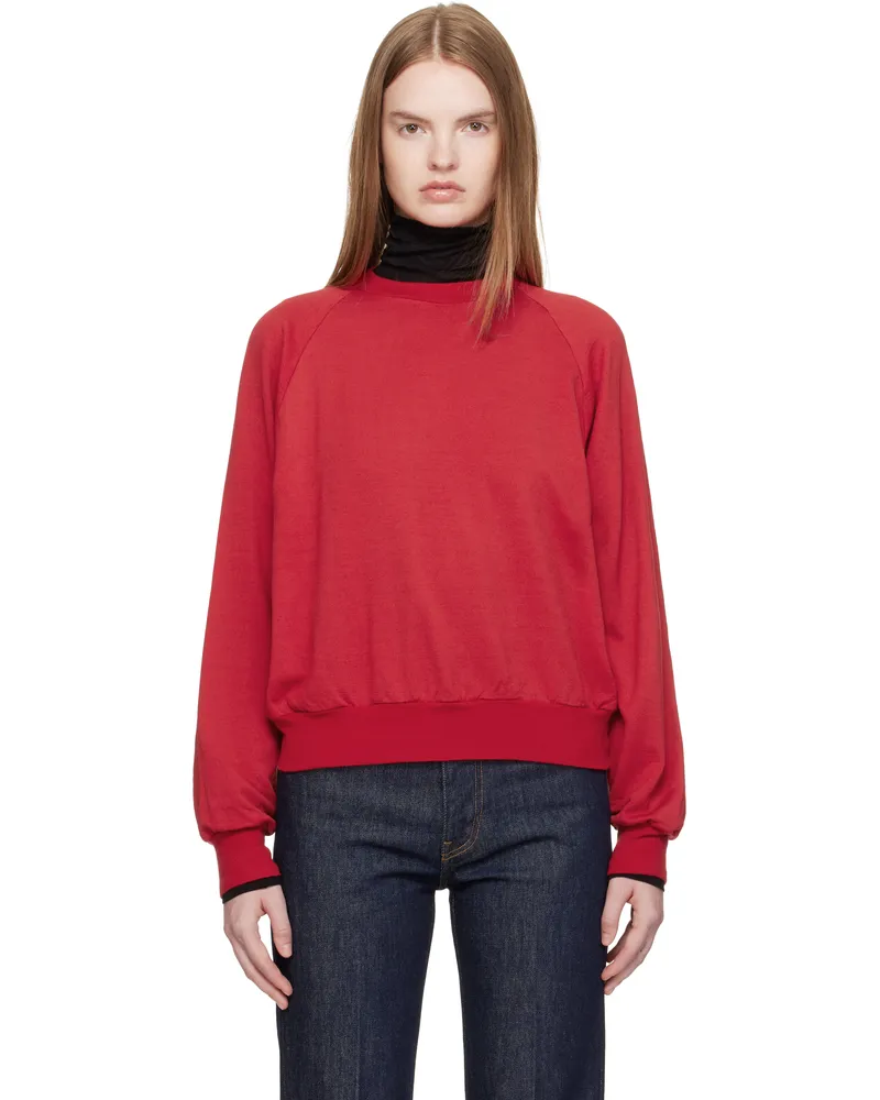 AURALEE Red Light Wool Pullover Sweatshirt Red