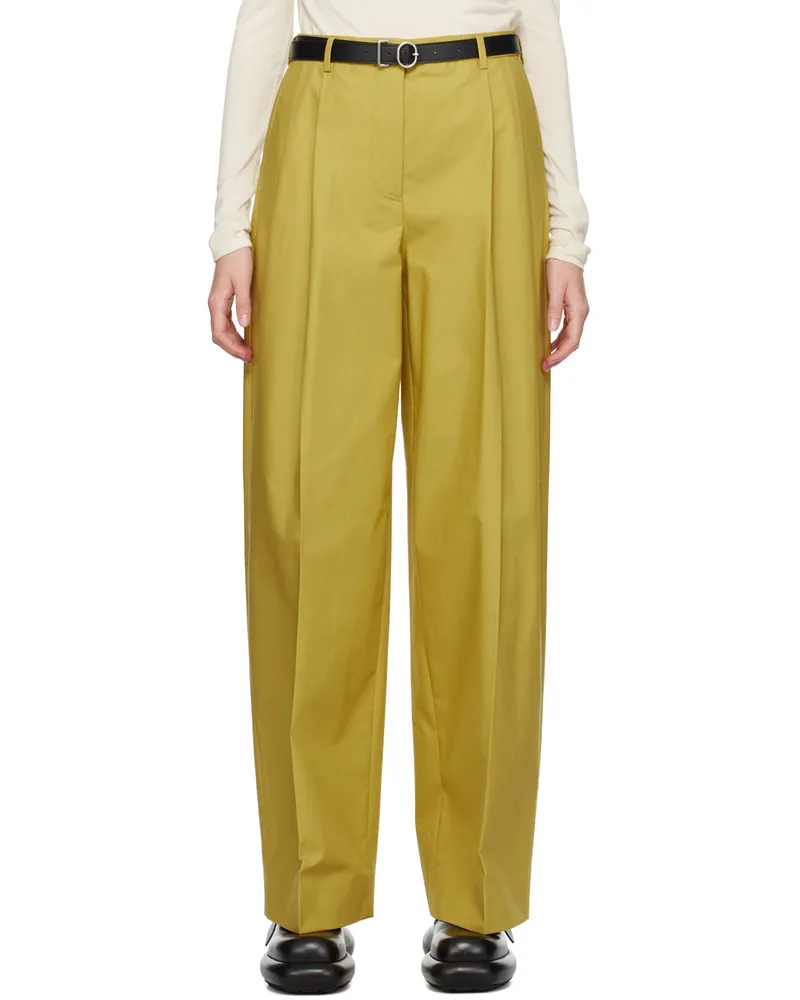 Jil Sander Khaki Pleated Trousers 703