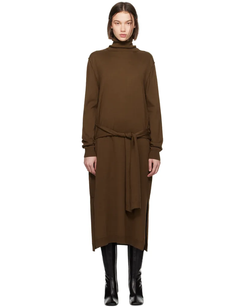 Christophe Lemaire Brown Trompe Oeil Midi Dress Br451