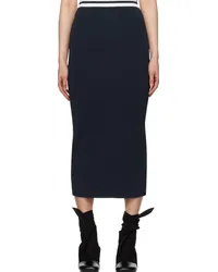 STAUD Navy & White Karina Midi Skirt Nvwt