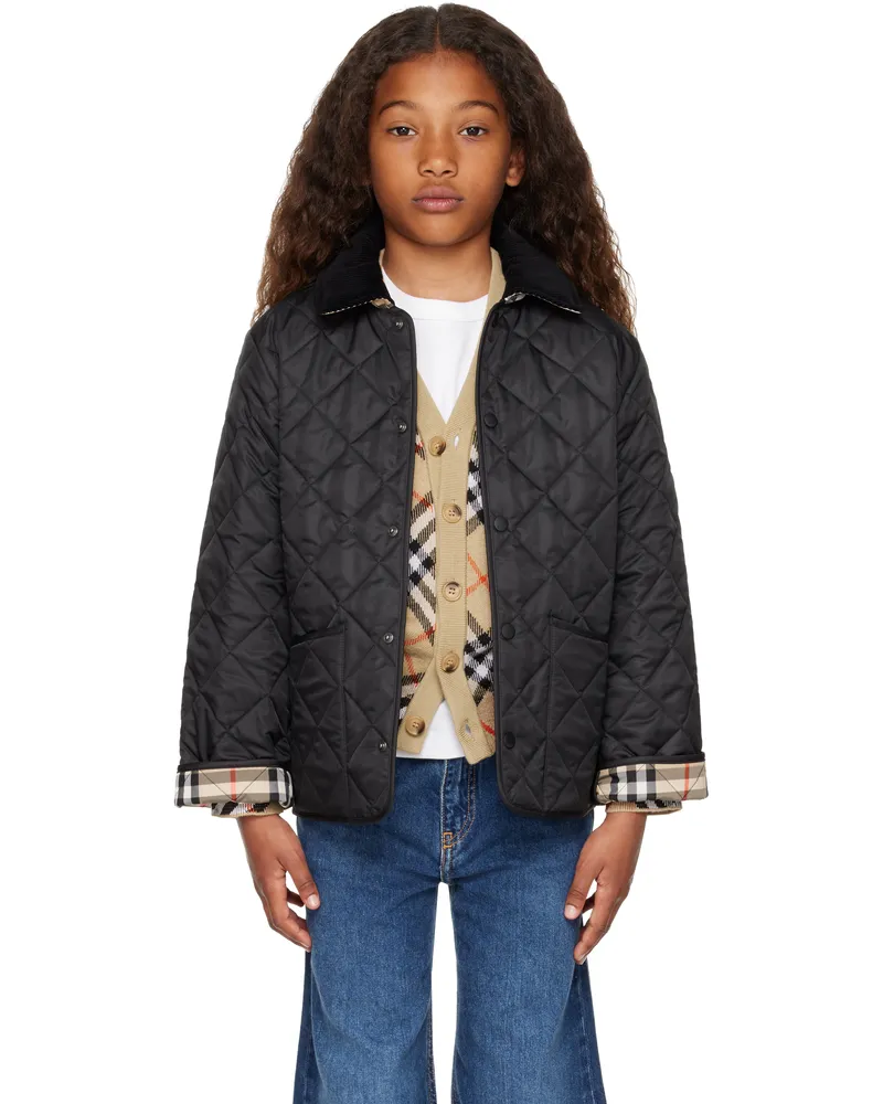 Burberry Kids Black Quilted Jacket Black