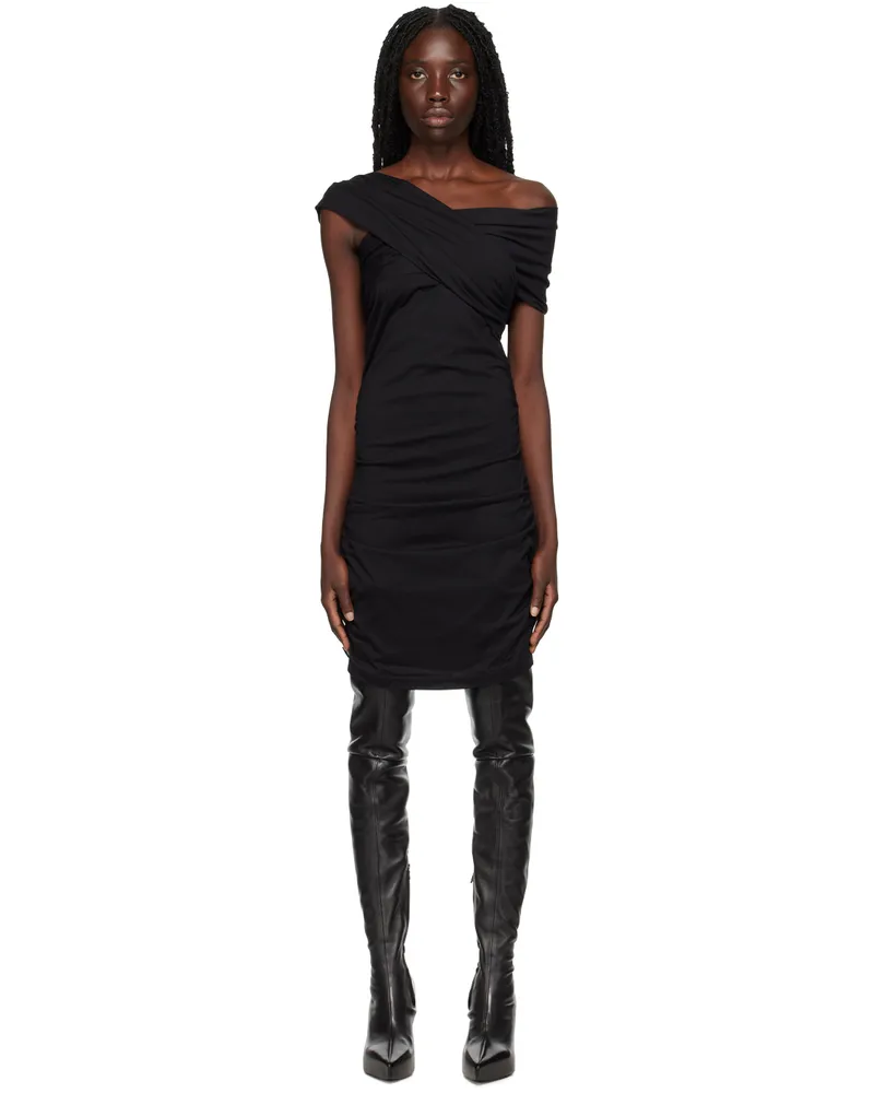 MSGM Black Asymmetrical Twist Minidress 99