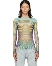 Jean Paul Gaultier SSENSE Exclusive Blue Body Morphing Long Sleeve T-Shirt 5027-blue