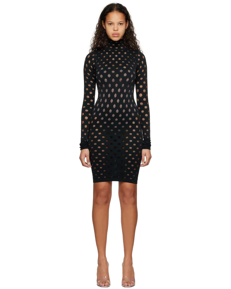 Maisie Wilen Black Perforated Minidress Black
