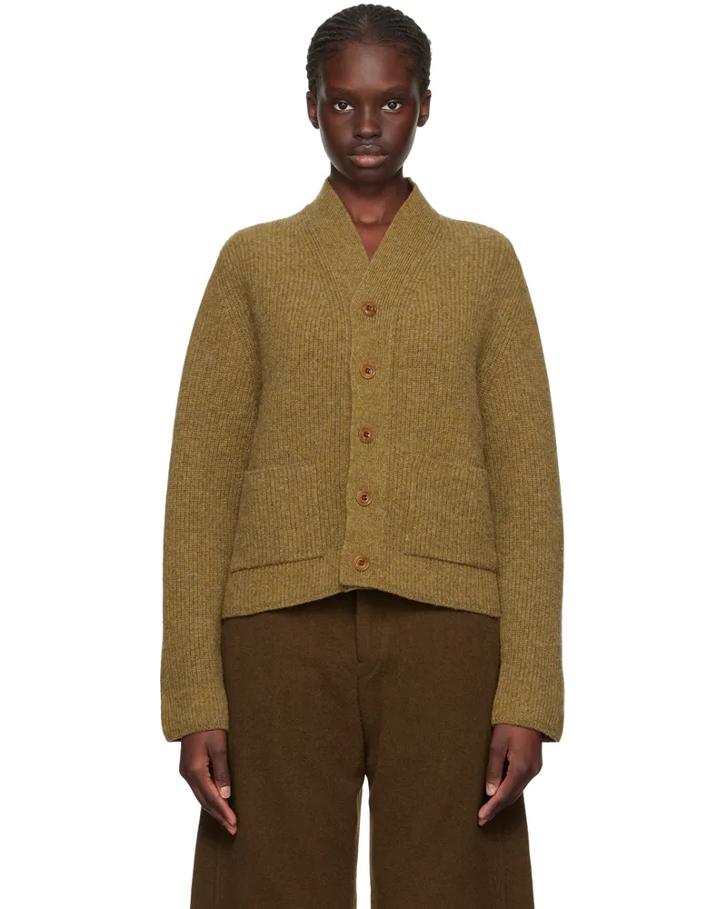 Christophe Lemaire Khaki Cropped Cardigan Ye581