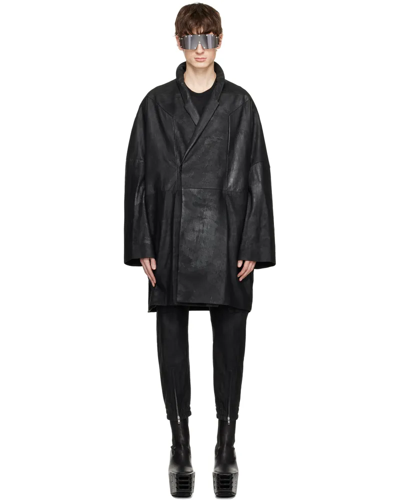 Rick Owens Black Hollywood Oversized Arrowhead JMF Leather Jacket 09