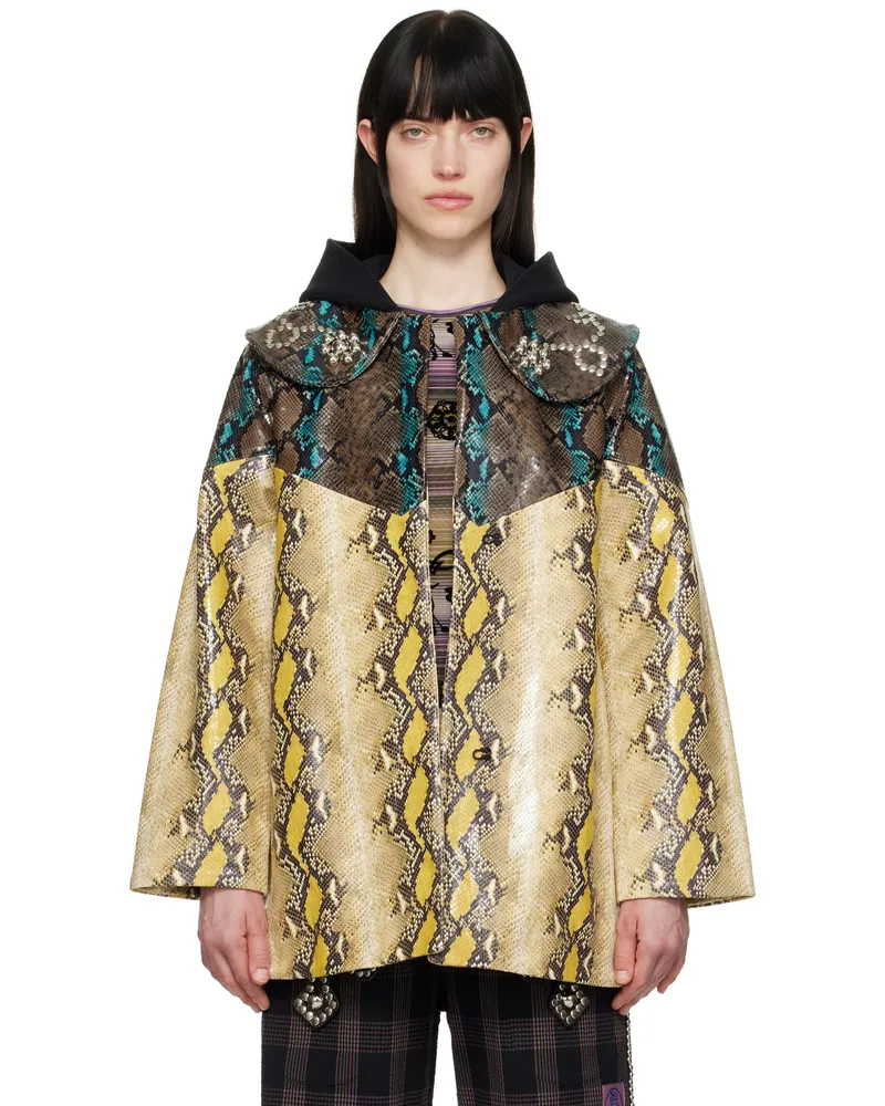 CHOPOVA LOWENA Multicolor Belle Leather Jacket Blue