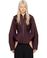 Thierry Mugler Burgundy Corseted Scuba Jacket Dark