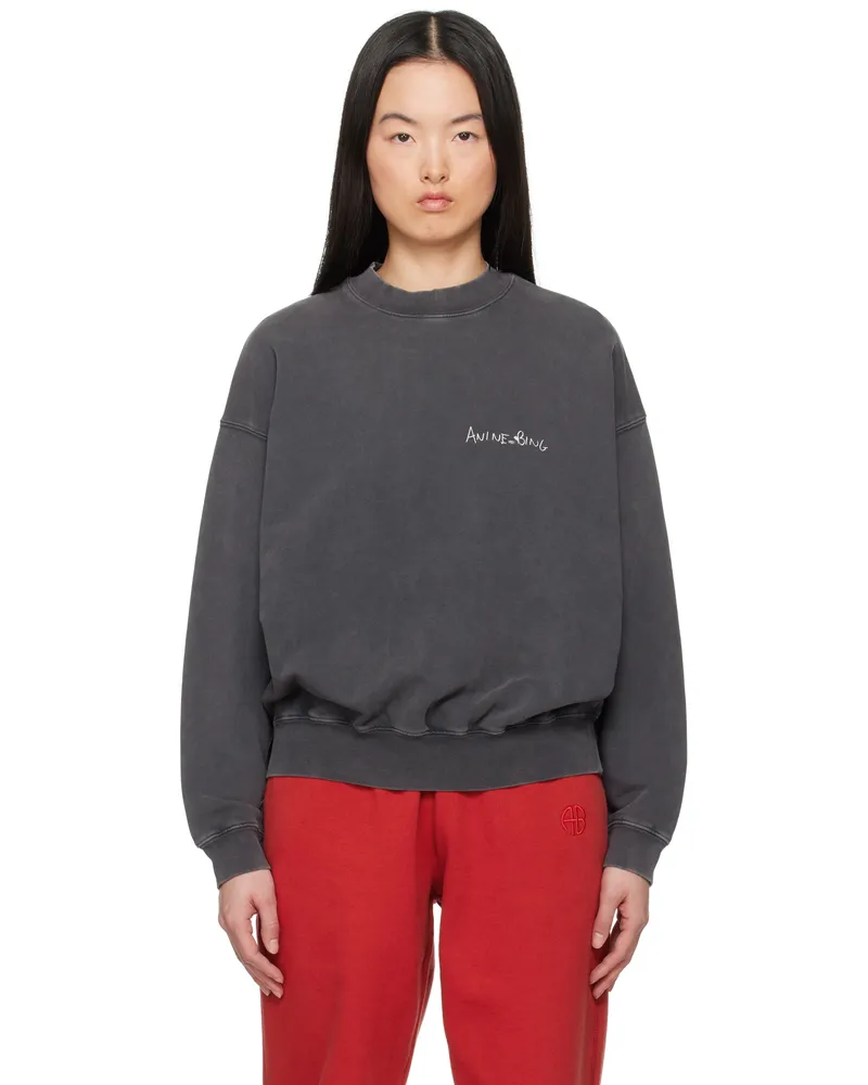 Anine Bing Black Jaci Lyrics Sweatshirt Washed