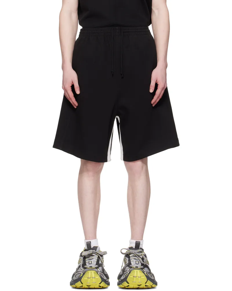 WE 11 DONE Black Contrast Track Shorts Black