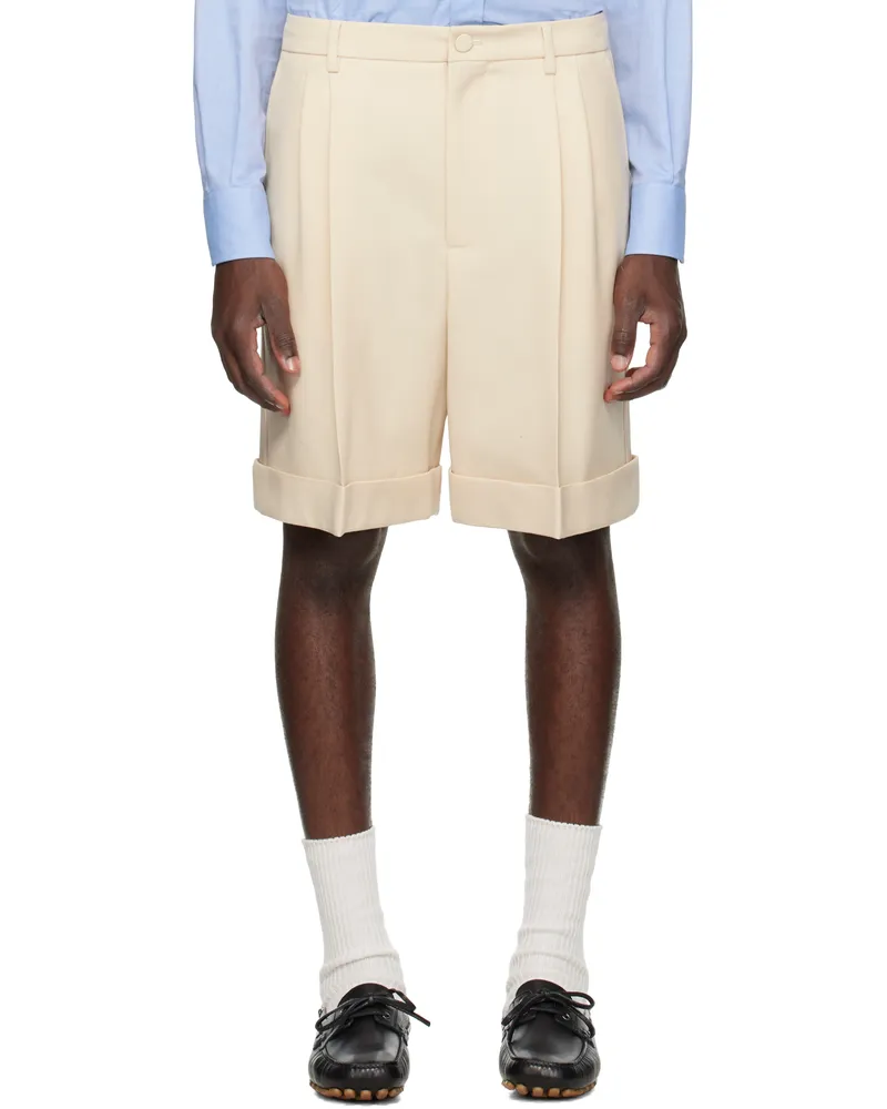 Valentino Garavani Beige Pleated Shorts 581