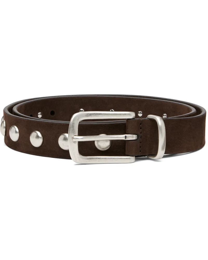 Anderson's Brown Slim English Studded Nubuck Belt M9