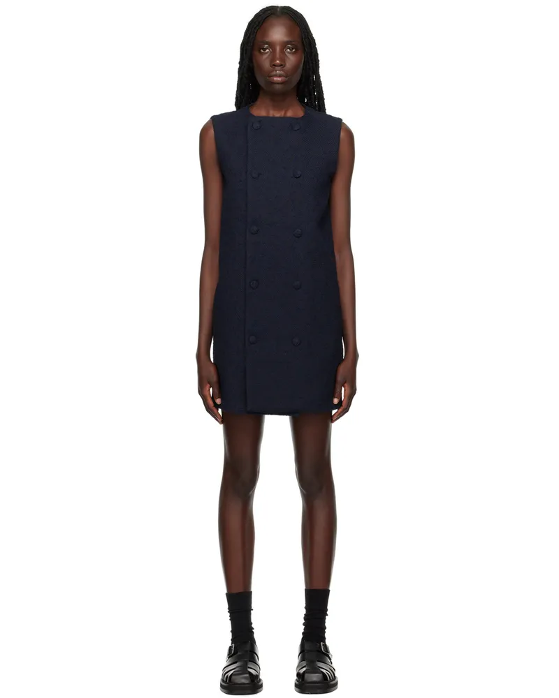AMI Paris Navy Double-Breasted Minidress 491