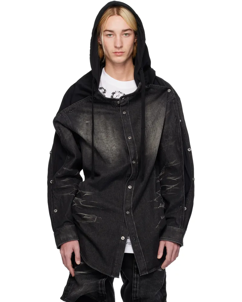 Y/PROJECT Black Insert Hood Denim Shirt Faded