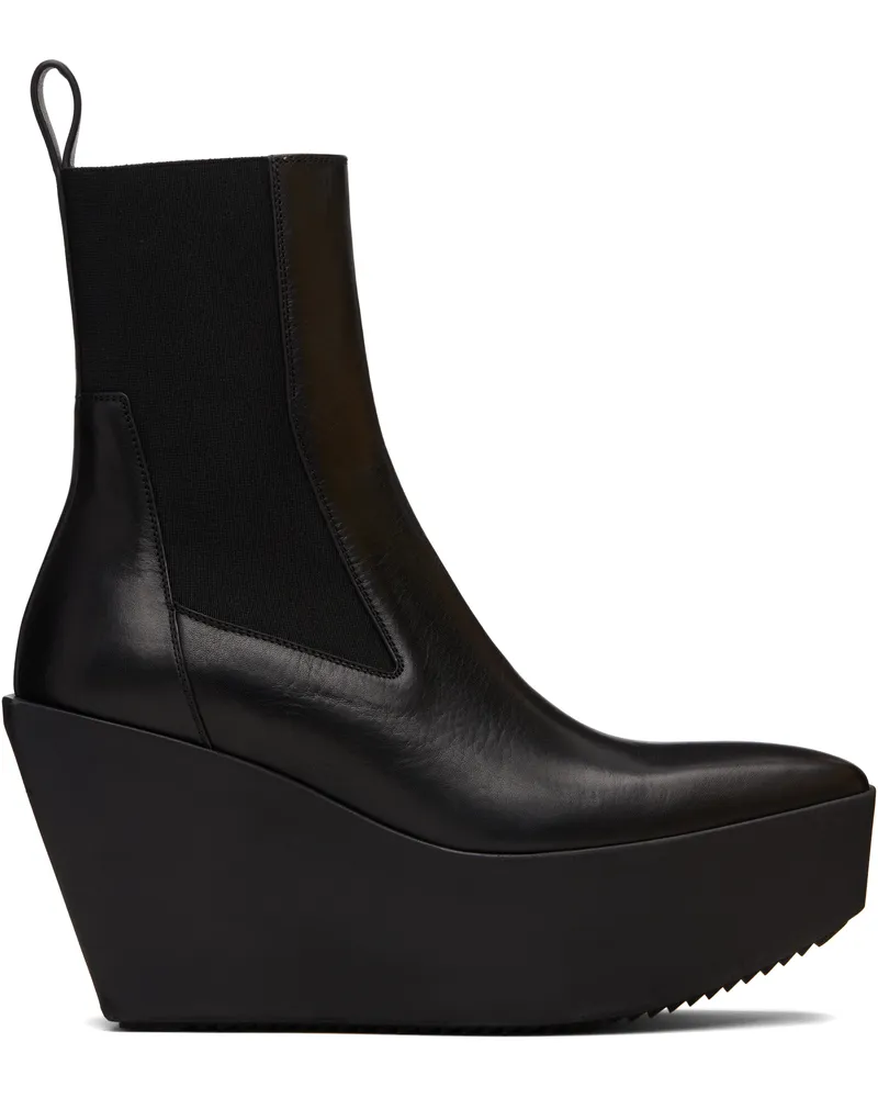 Rick Owens Black Concordians Sliver Platform Beatle Chelsea Boots 09