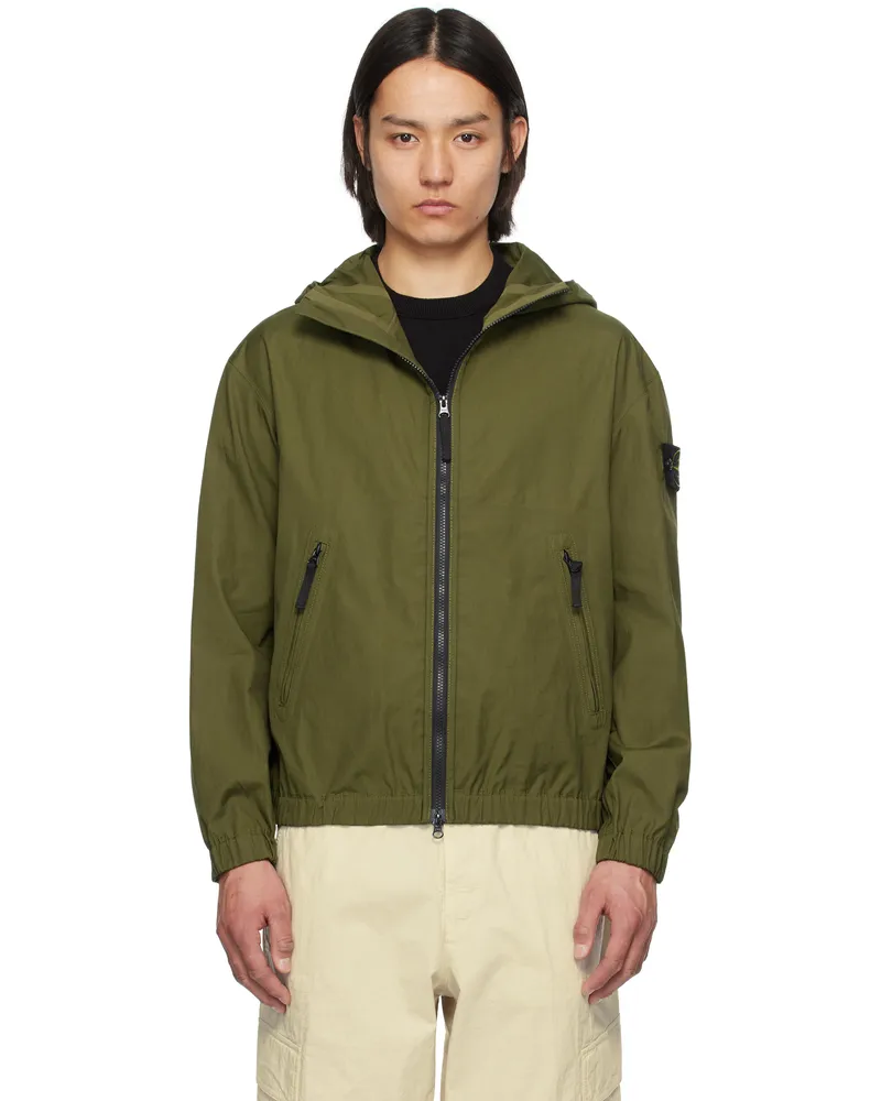 Stone Island Khaki Supima Cotton Canvas Non-Aqueous Dyeing Jacket V0054