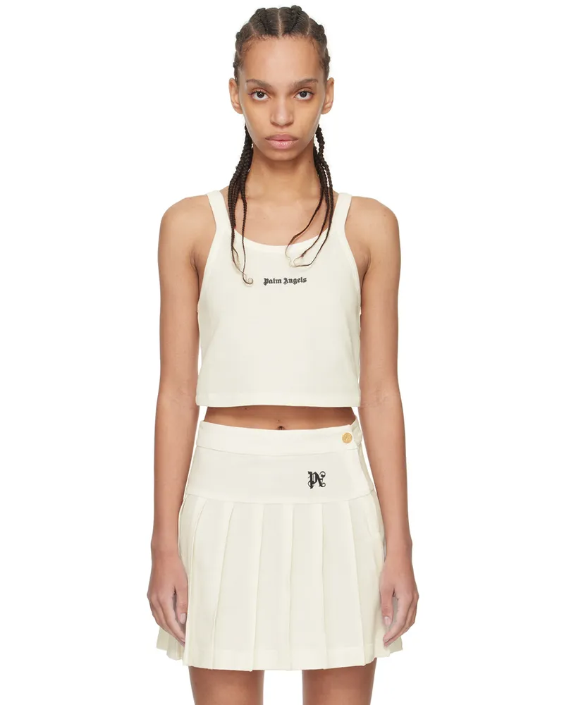 Palm Angels Off-White Embroidered Tank Top Off