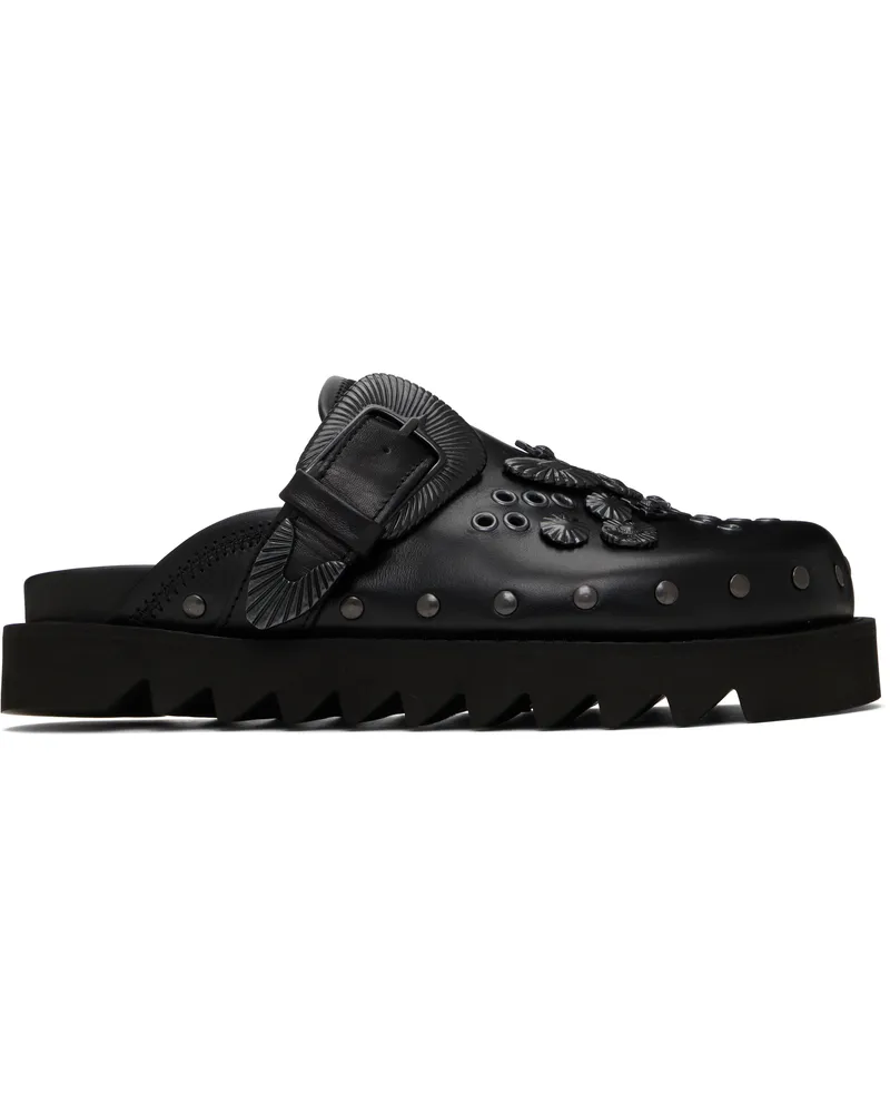 Toga SSENSE Exclusive Black Eyelet Metal Sabot Slip-on Loafers Black