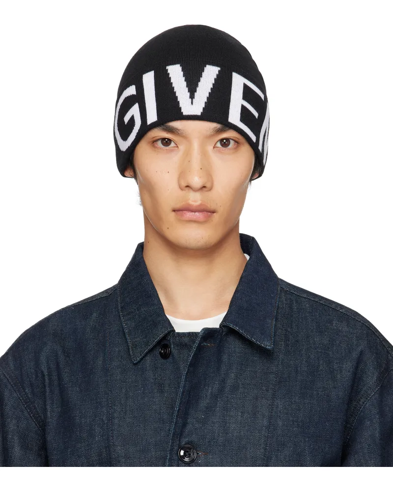 Givenchy Black 'Givenchy' Jacquard Beanie Black