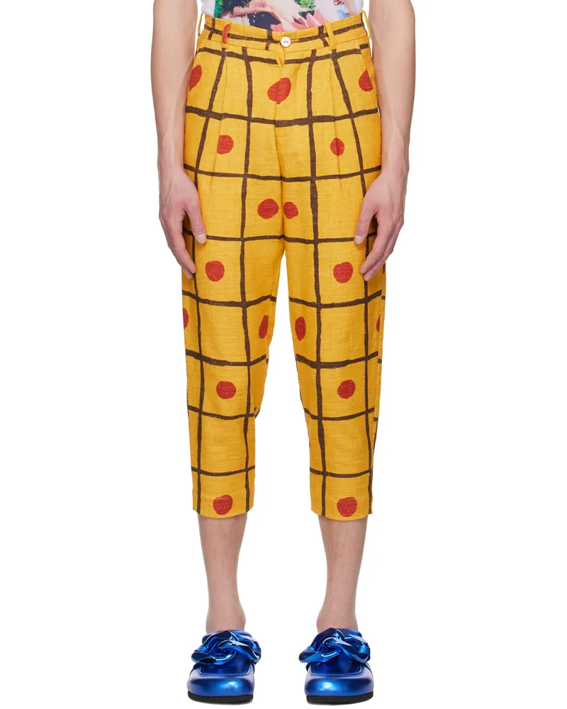 Late Checkout Yellow Checkered Trousers Yellow