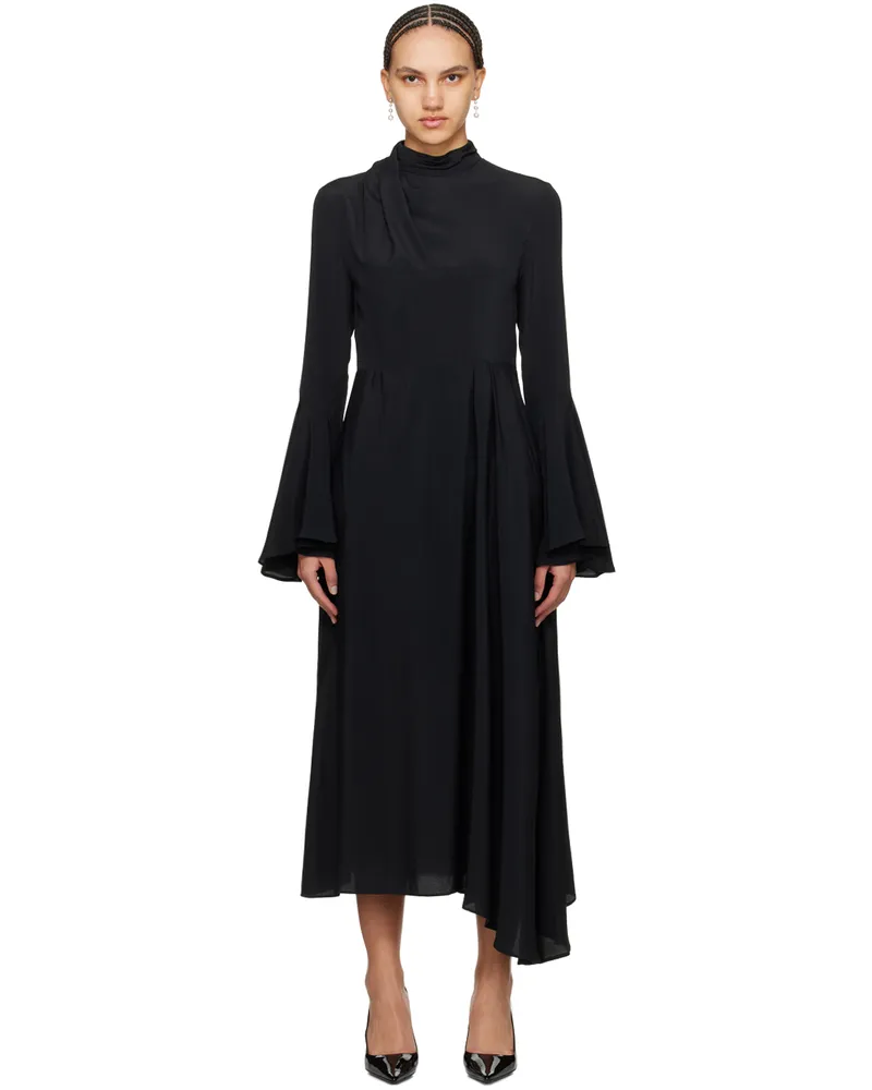 MSGM Black Draped Maxi Dress 99