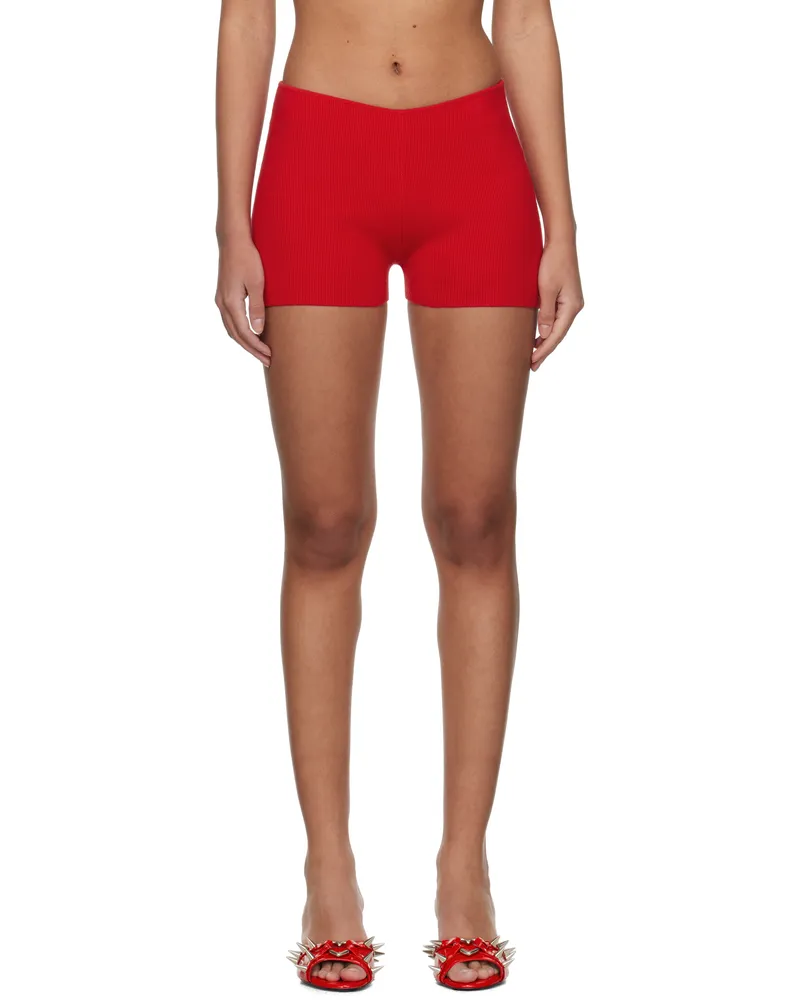 GUIZIO SSENSE Exclusive Red Rib Knit Hot Shorts Red