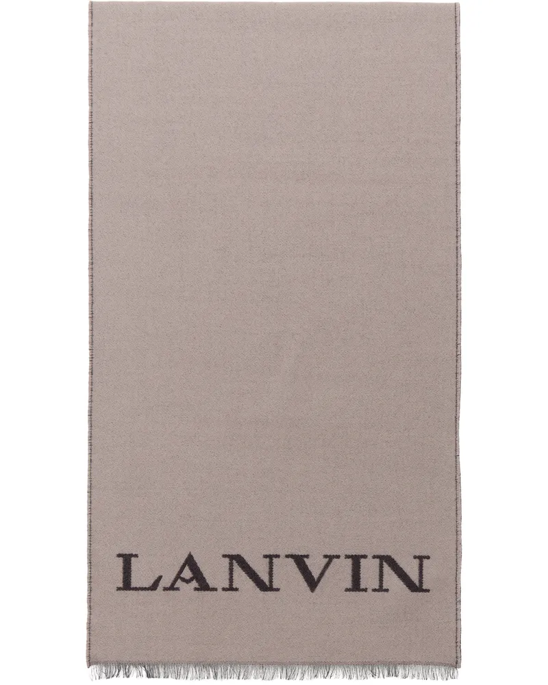 Lanvin Brown & Gray Logo Woven Scarf Brown