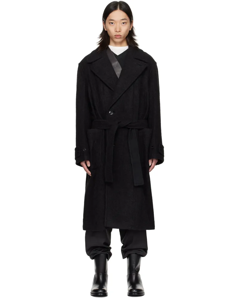 Christophe Lemaire Black Soft Coat Black