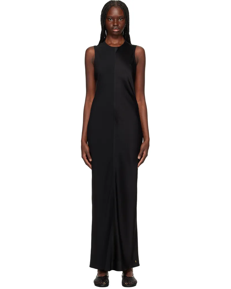 AMI Paris Black Straight Maxi Dress Wool