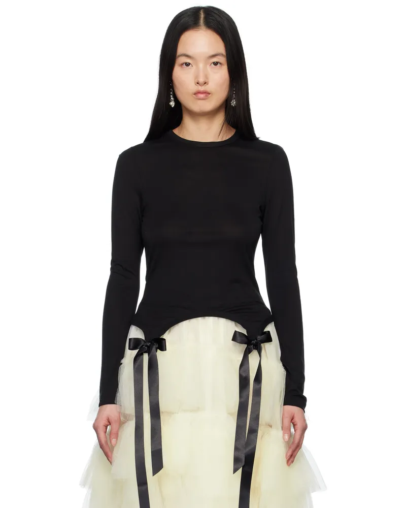 Simone Rocha Black Bow Tail Easy T-shirt Black