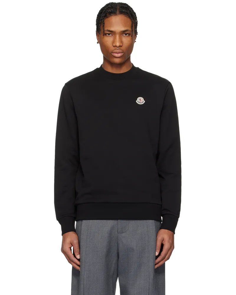 Moncler Black Logo Patch Cotton Sweatshirt 999