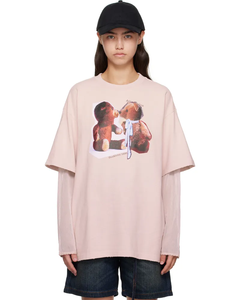Acne Studios Pink Layered Print T-shirt Acy