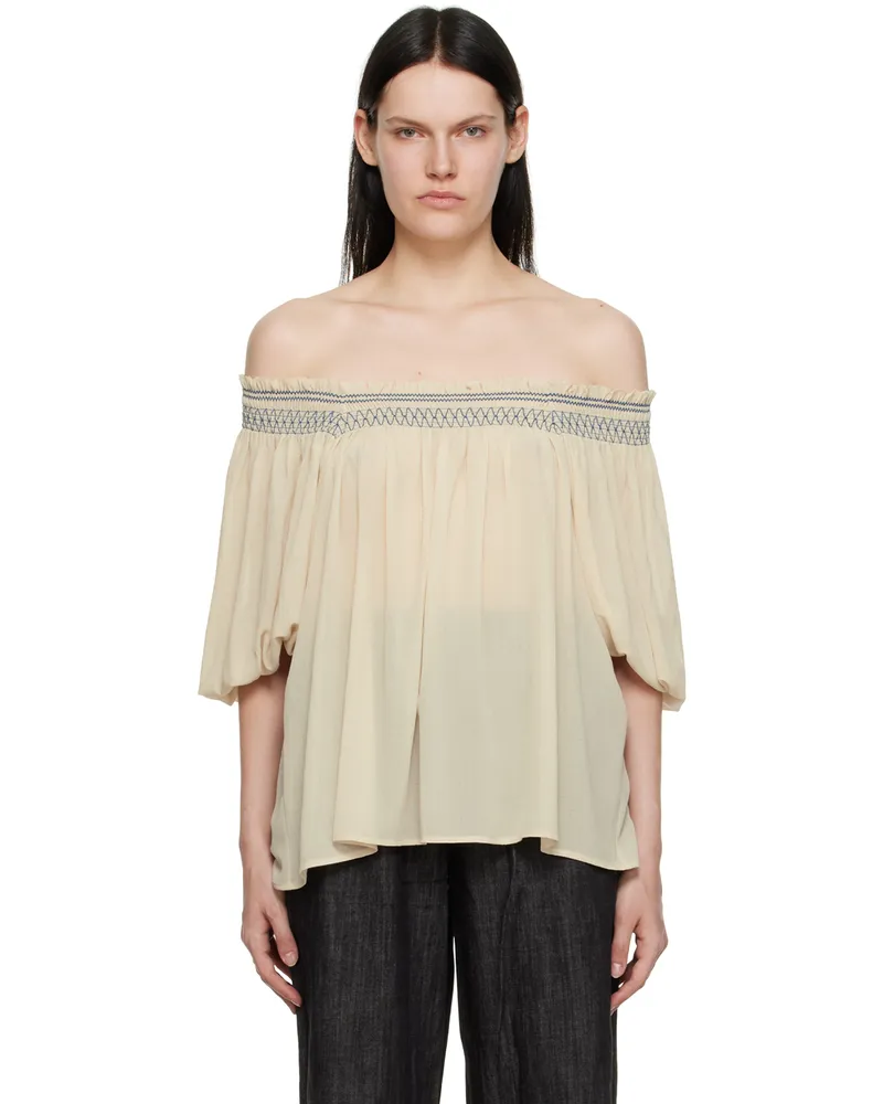 See by Chloé Beige Smocked Blouse 116