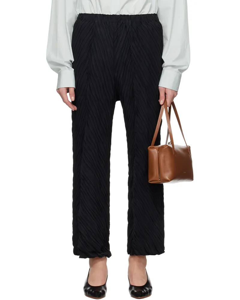 Issey Miyake Black Wrinkled & Twisted Trousers 15