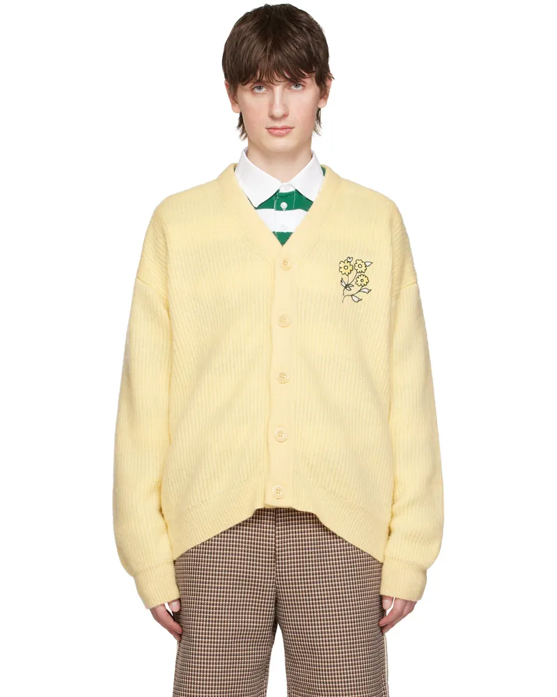 Drôle de Monsieur Yellow Embroidered Cardigan Light