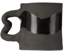 Black Glitter Wave Wiggle Ceramic Mug