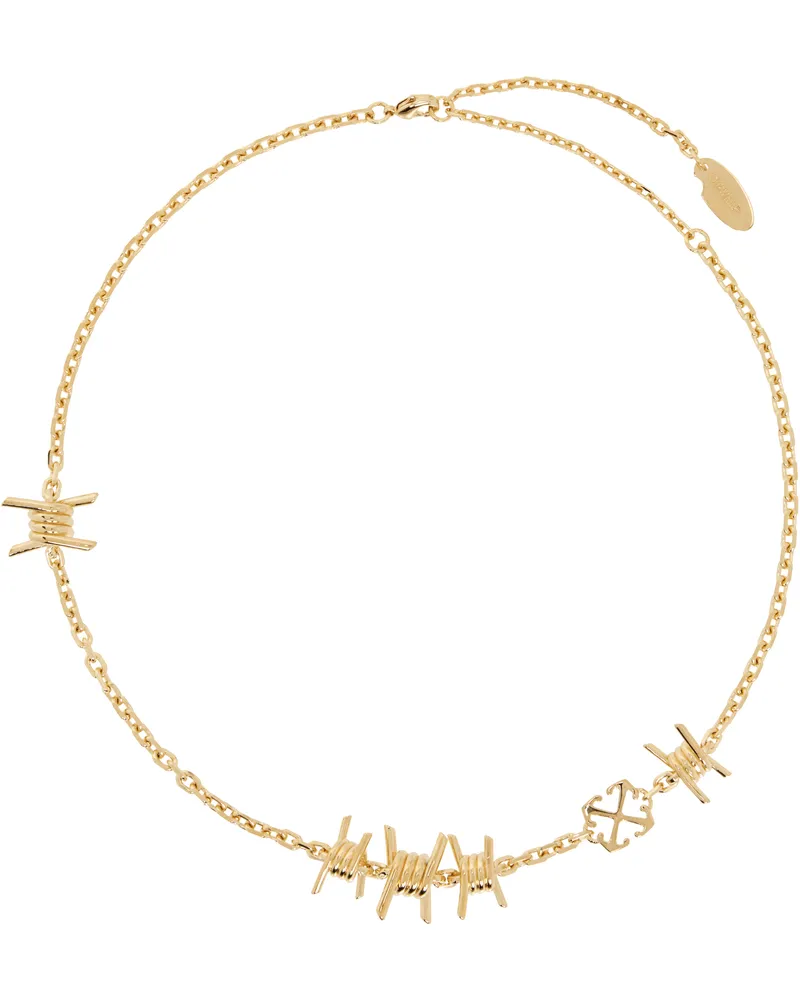 OFF-WHITE Gold Barbed Wire Motif Necklace Gold