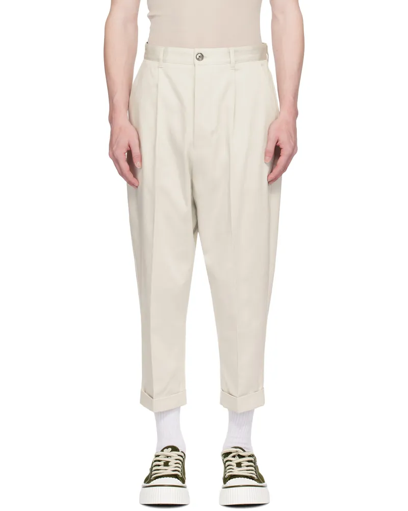 AMI Paris Off-White Carrot-Fit Trousers Chalk